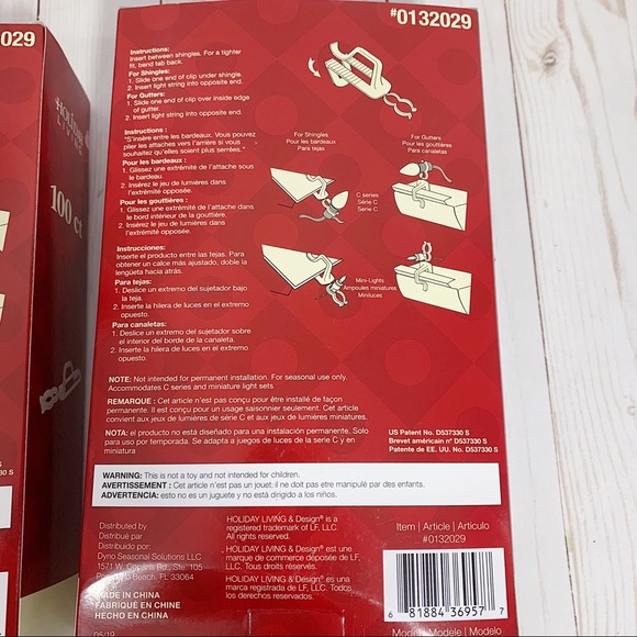 Set of 4 Boxes Holiday Living All Purpose Outdoor Light Holders 400 Clips Total - Picture 3 of 3